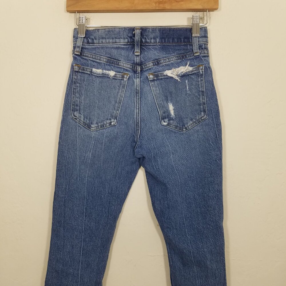 Abercrombie & Fitch The Mom High Rise Distressed Jeans Blue Size 00XS - Picture 6 of 7